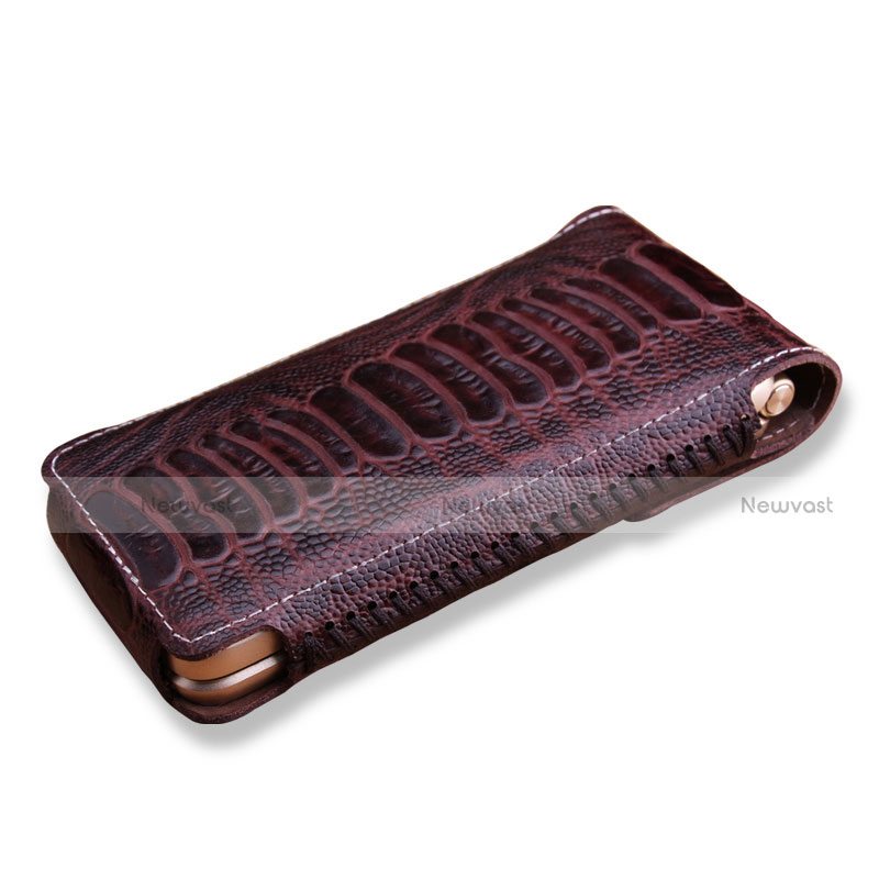 Crocodile Leather Case Flip Cover for Samsung W(2017) Brown