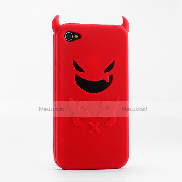 Evil Devil Demon Silicone Soft Case for Apple iPhone 4 Red
