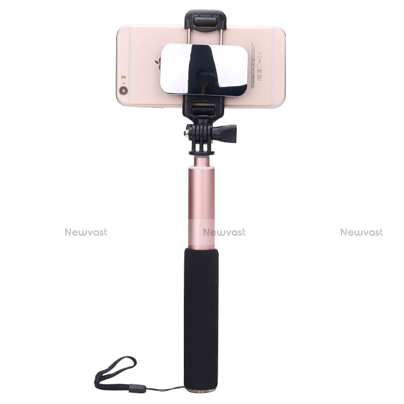 Extendable Folding Handheld Selfie Stick Tripod Bluetooth Remote Shutter Universal S13 Rose Gold