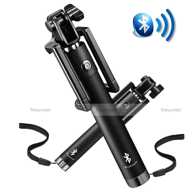 Extendable Folding Handheld Selfie Stick Tripod Bluetooth Remote Shutter Universal S14 Black