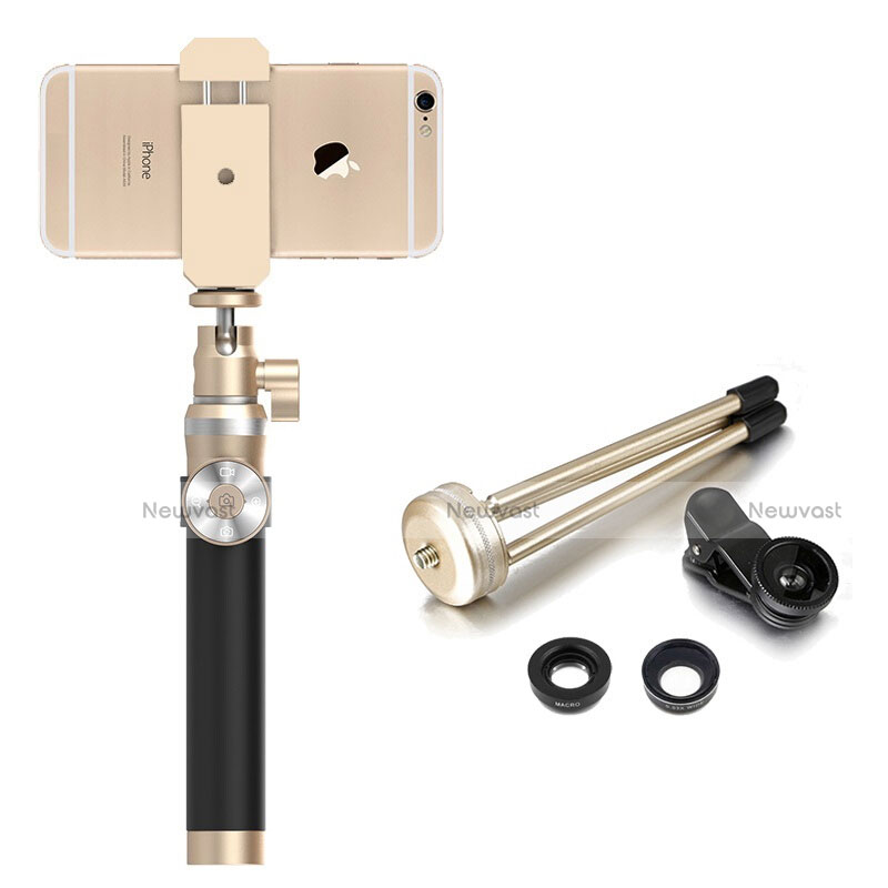 Extendable Folding Handheld Selfie Stick Tripod Bluetooth Remote Shutter Universal S16 Gold