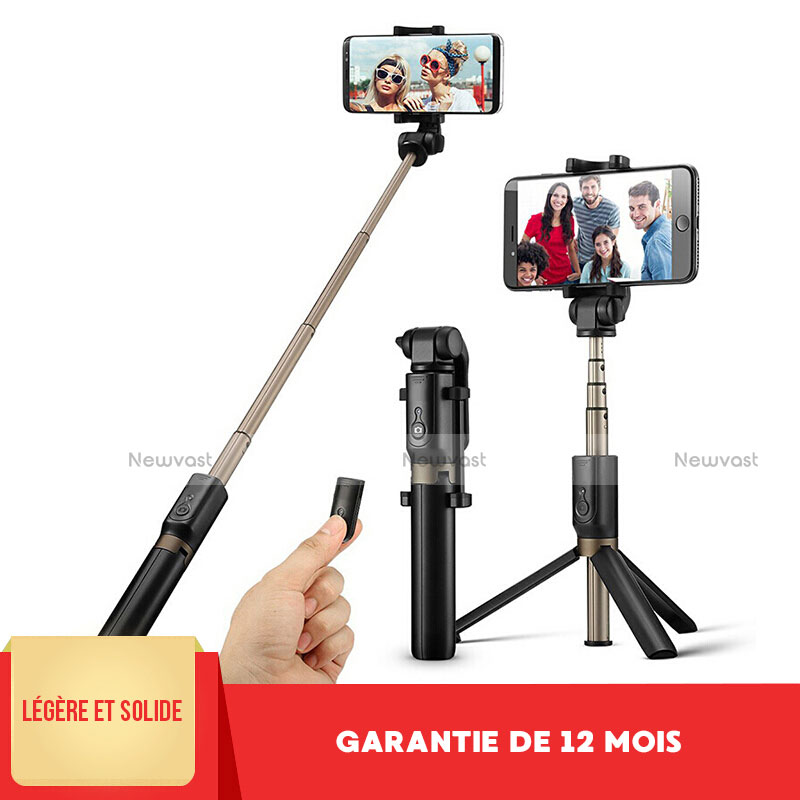 Extendable Folding Handheld Selfie Stick Tripod Bluetooth Remote Shutter Universal S27 Black