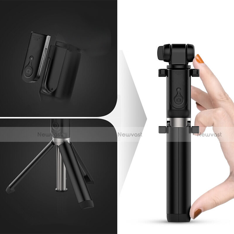 Extendable Folding Handheld Selfie Stick Tripod Bluetooth Remote Shutter Universal S27 Black