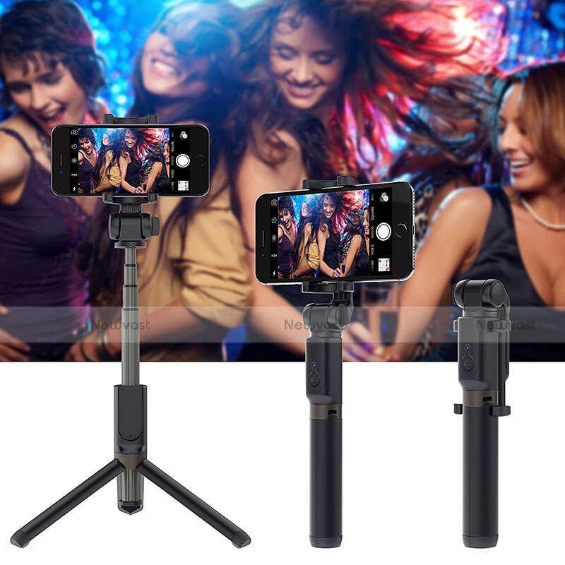Extendable Folding Handheld Selfie Stick Tripod Bluetooth Remote Shutter Universal S27 Black