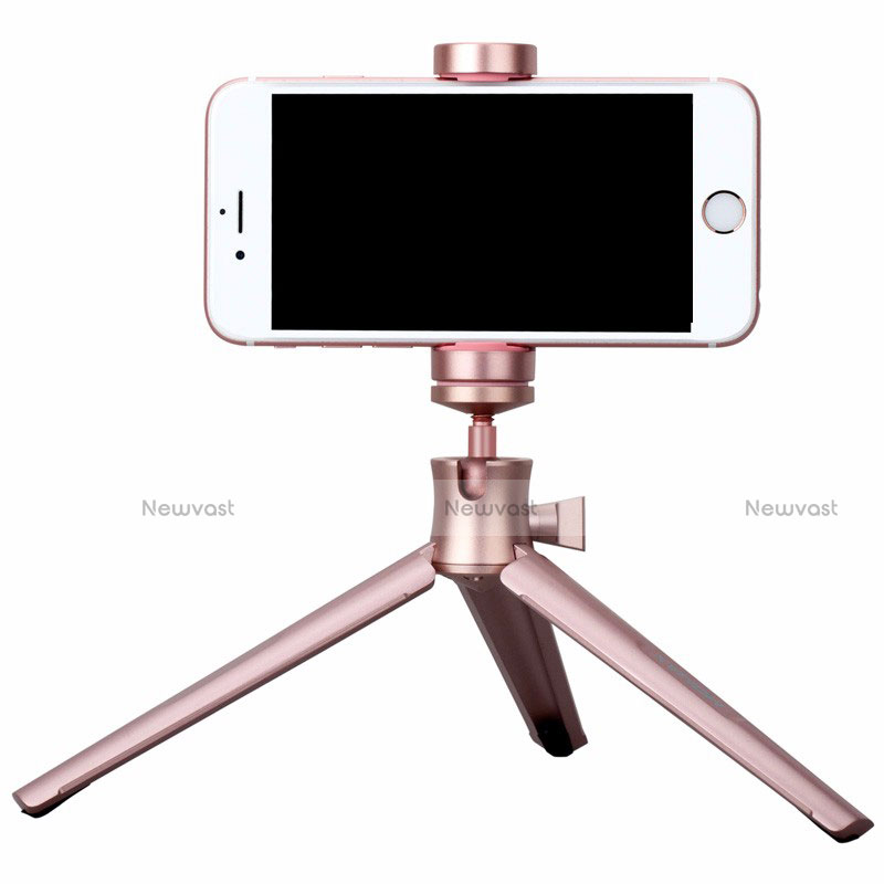 Extendable Folding Handheld Selfie Stick Tripod Bluetooth Remote Shutter Universal T10 Rose Gold