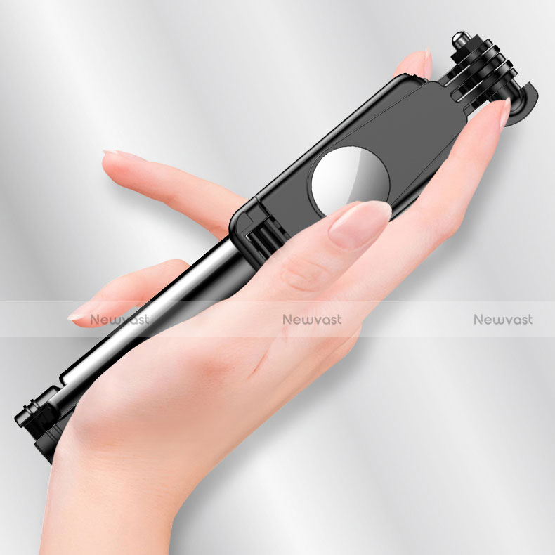 Extendable Folding Handheld Selfie Stick Tripod Bluetooth Remote Shutter Universal T12 Black