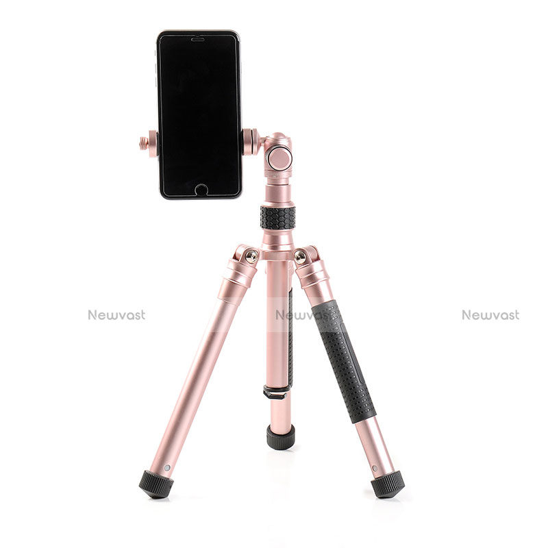 Extendable Folding Handheld Selfie Stick Tripod Bluetooth Remote Shutter Universal T15 Rose Gold