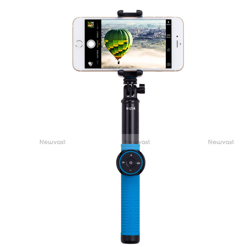 Extendable Folding Handheld Selfie Stick Tripod Bluetooth Remote Shutter Universal T21 Blue