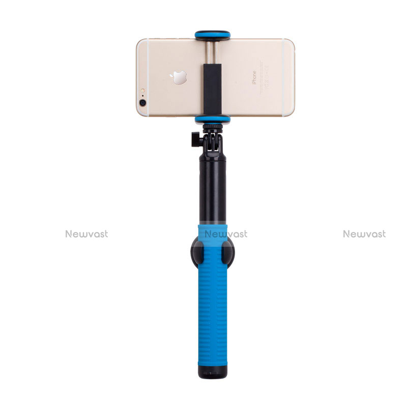 Extendable Folding Handheld Selfie Stick Tripod Bluetooth Remote Shutter Universal T21 Blue