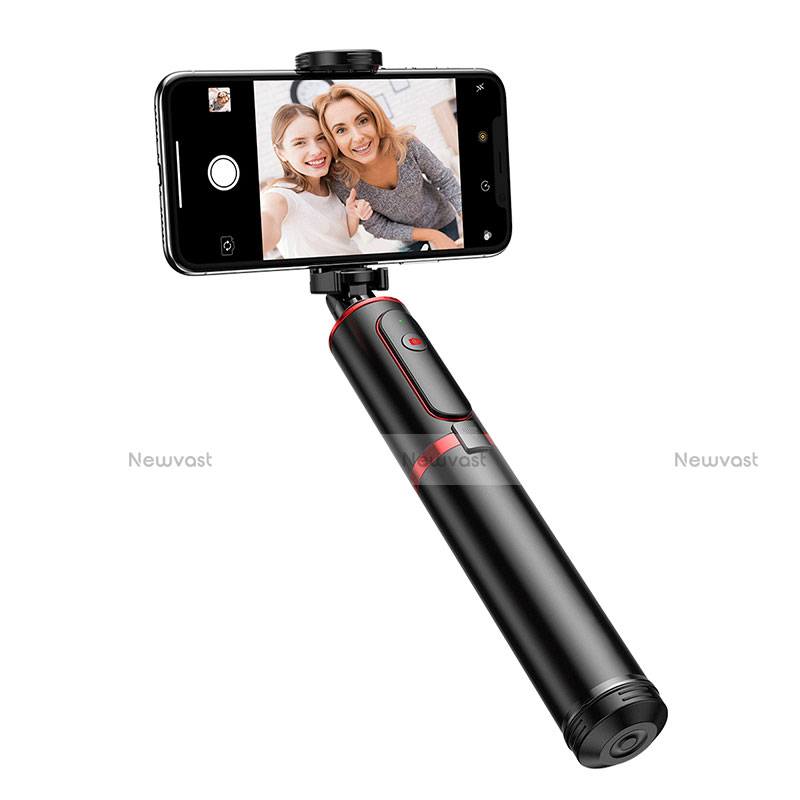 Extendable Folding Handheld Selfie Stick Tripod Bluetooth Remote Shutter Universal T23 Black