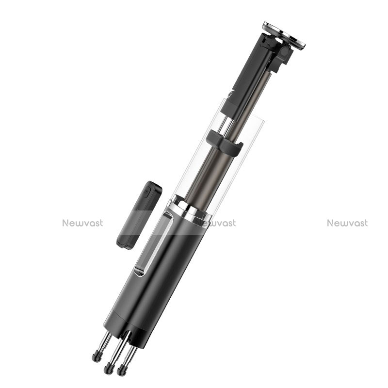 Extendable Folding Handheld Selfie Stick Tripod Bluetooth Remote Shutter Universal T25 Black