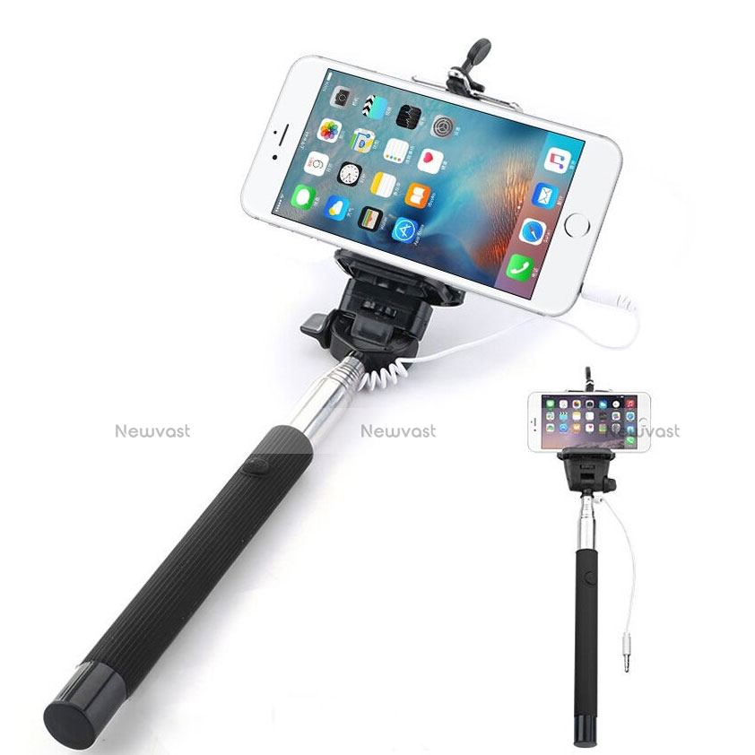 Extendable Folding Wired Handheld Selfie Stick Universal Black