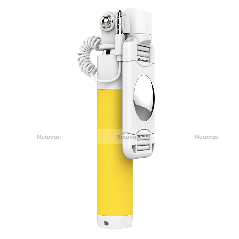 Extendable Folding Wired Handheld Selfie Stick Universal S02 Yellow