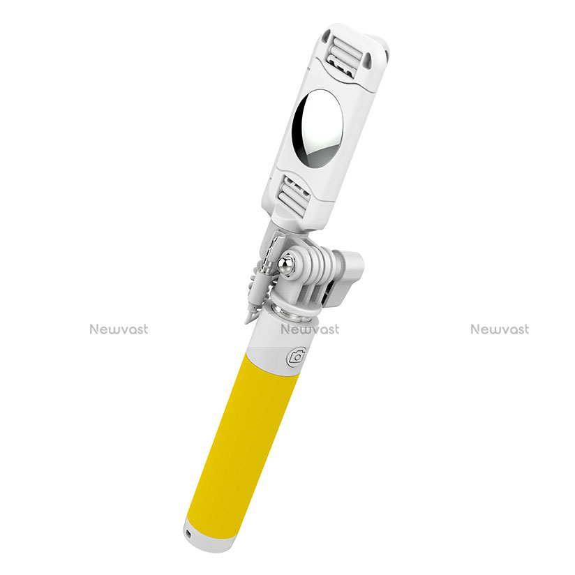 Extendable Folding Wired Handheld Selfie Stick Universal S02 Yellow