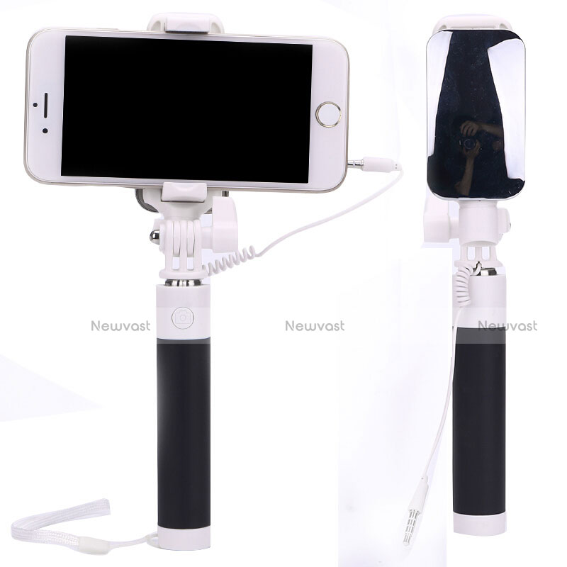 Extendable Folding Wired Handheld Selfie Stick Universal S04 Black