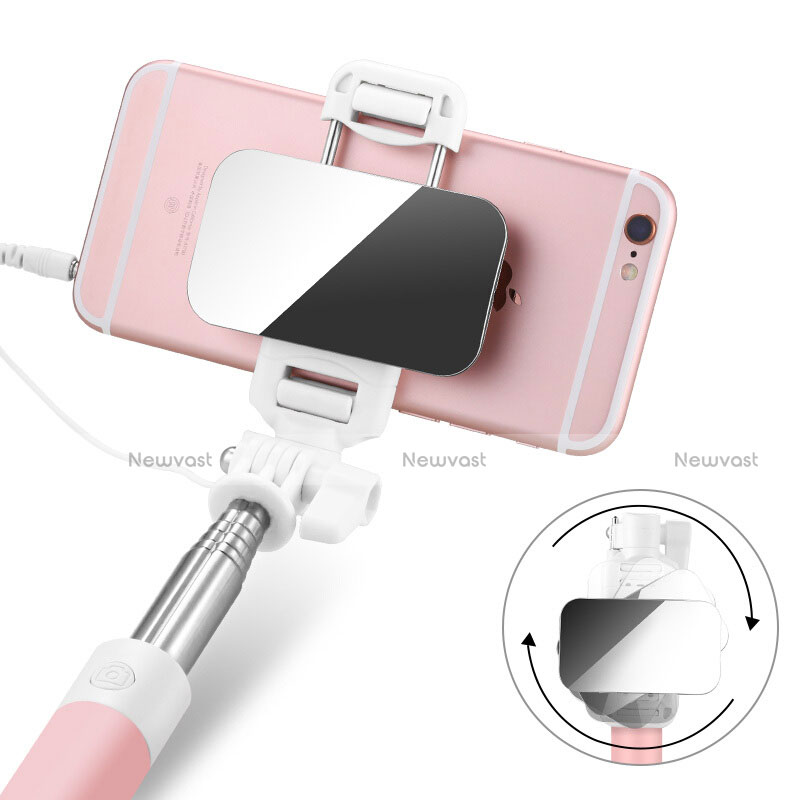 Extendable Folding Wired Handheld Selfie Stick Universal S05 Pink
