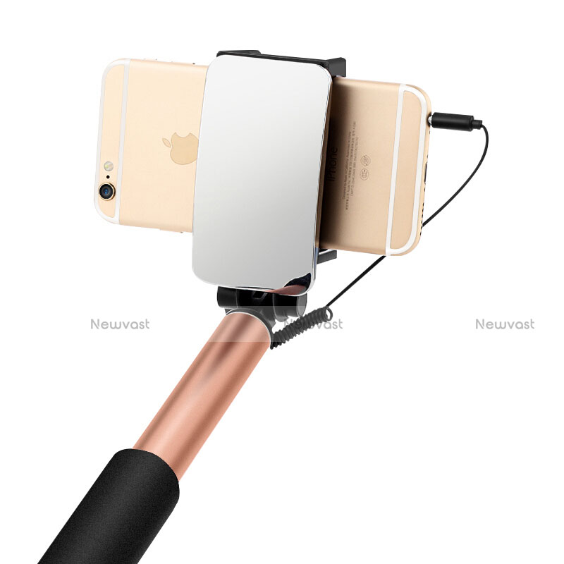Extendable Folding Wired Handheld Selfie Stick Universal S11 Gold