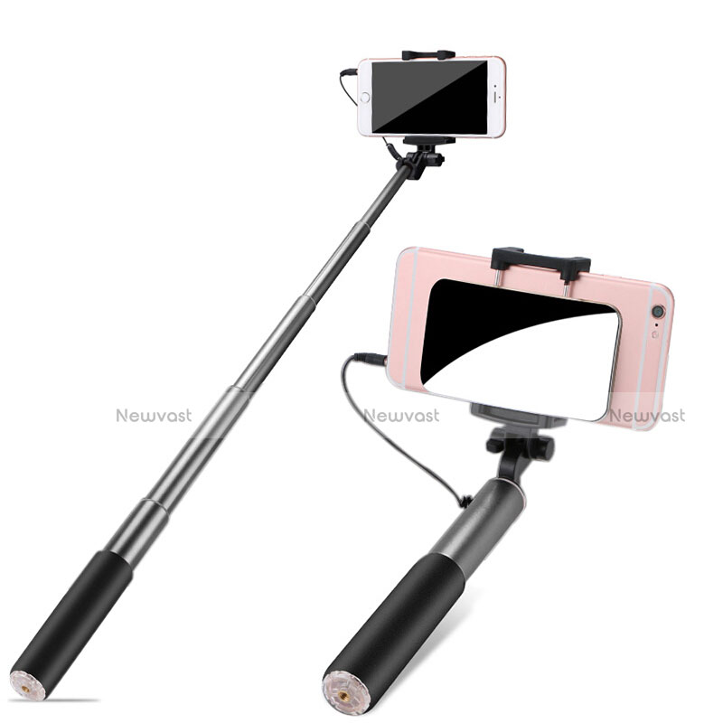 Extendable Folding Wired Handheld Selfie Stick Universal S11 Gray