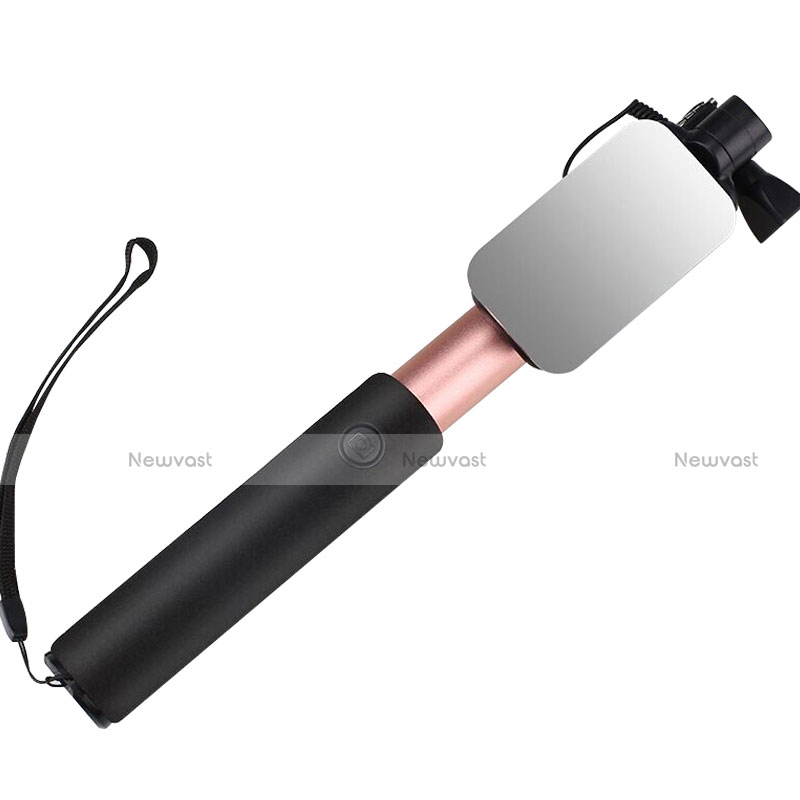 Extendable Folding Wired Handheld Selfie Stick Universal T35 Pink