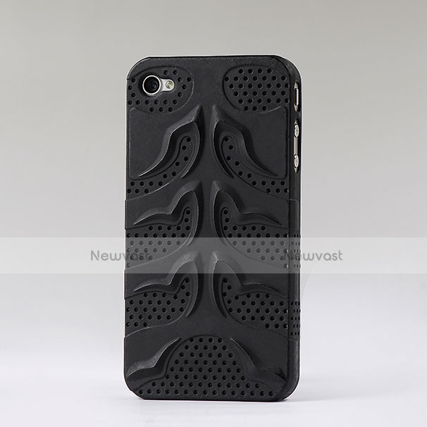 Fish Bone Mesh Hole Hard Rigid Case Cover for Apple iPhone 4 Black