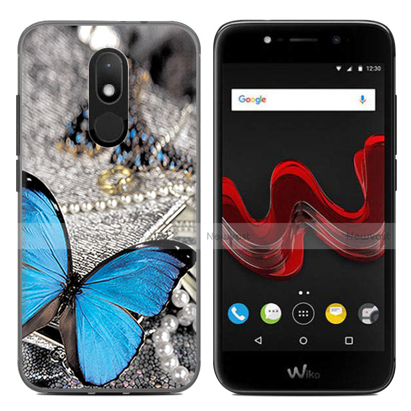 Hard Rigid Plastic Case Butterfly Cover for Wiko Wim Lite 4G Blue