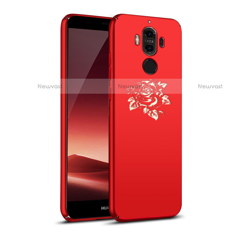 Hard Rigid Plastic Case Flowers Cover for Huawei Mate 9 Red