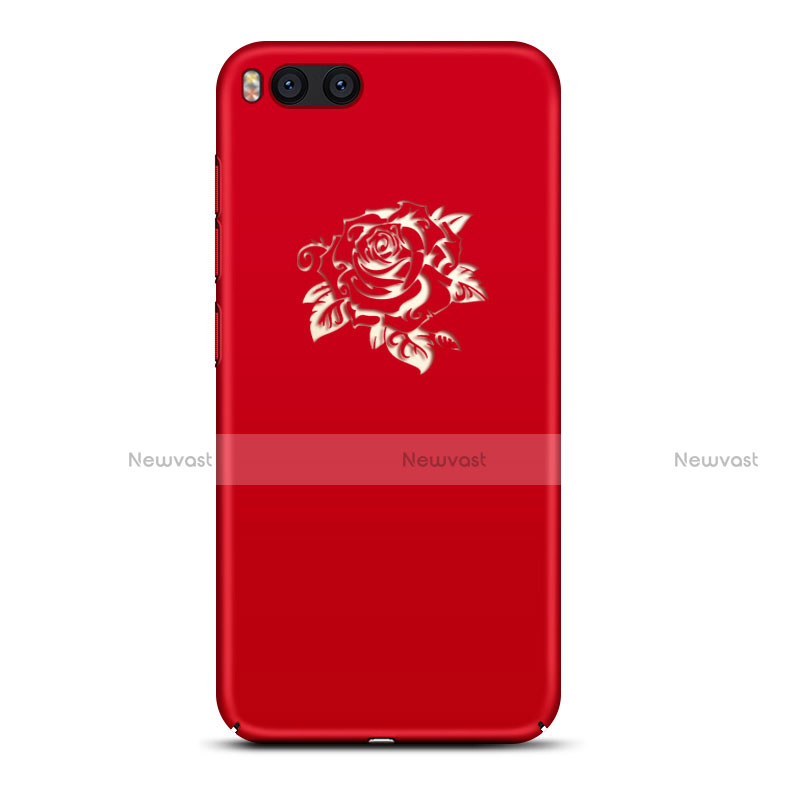 Hard Rigid Plastic Case Flowers Cover for Xiaomi Mi Note 3 Red