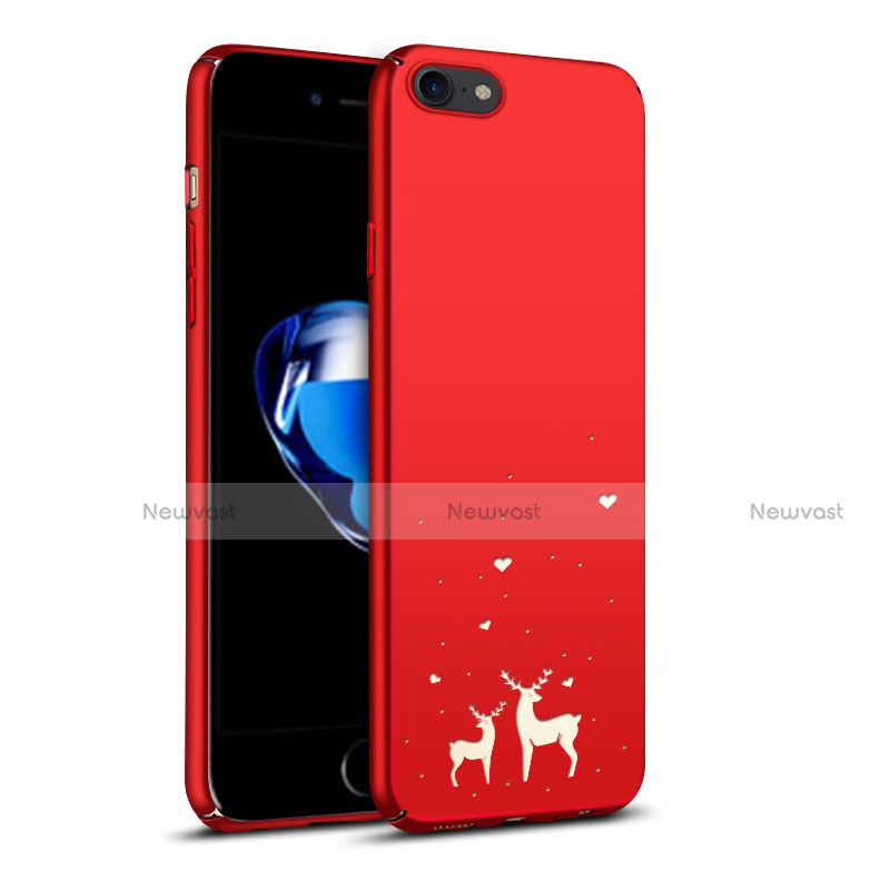 Hard Rigid Plastic Case Reindeer Cover for Apple iPhone 7 Red