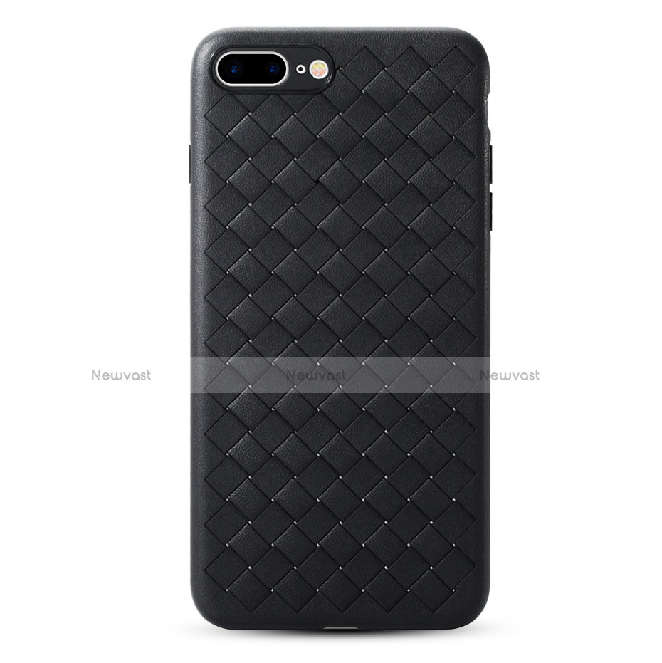 Hard Rigid Plastic Leather Snap On Case for Apple iPhone 8 Plus Black