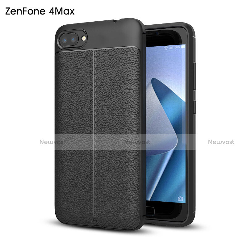 Hard Rigid Plastic Leather Snap On Case for Asus Zenfone 4 Max ZC554KL Black