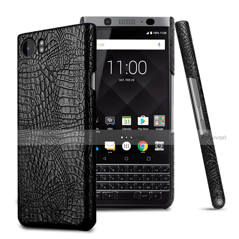 Hard Rigid Plastic Leather Snap On Case for Blackberry KEYone Black