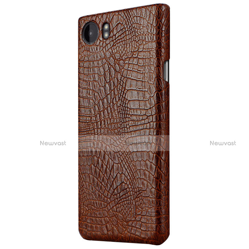 Hard Rigid Plastic Leather Snap On Case for Blackberry KEYone Brown