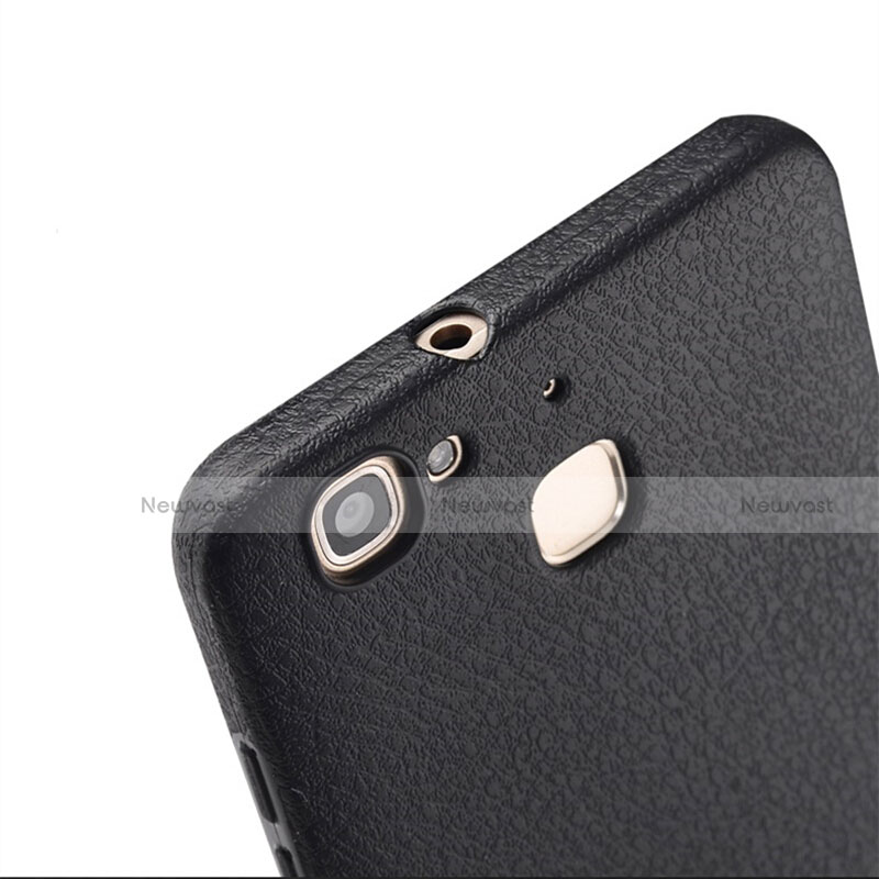 Hard Rigid Plastic Leather Snap On Case for Huawei Enjoy 5S Black
