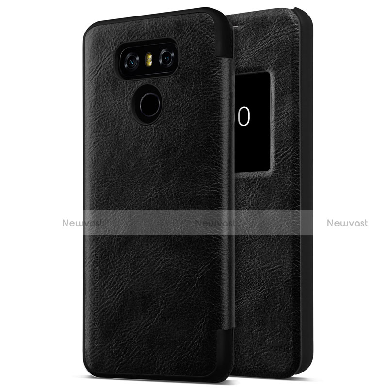 Hard Rigid Plastic Leather Snap On Case for LG G6 Black