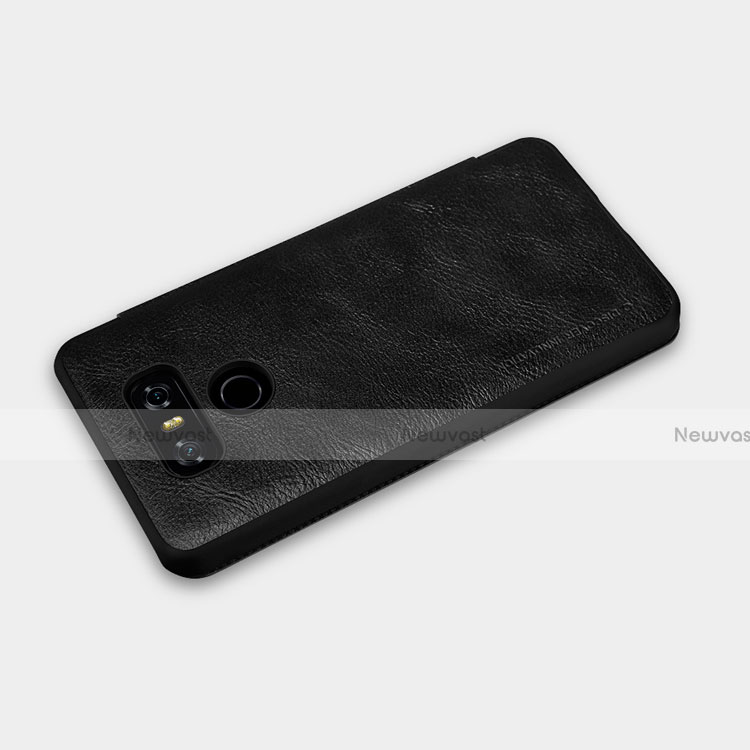 Hard Rigid Plastic Leather Snap On Case for LG G6 Black