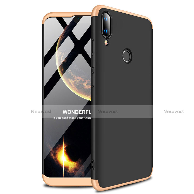 Hard Rigid Plastic Matte Finish Case Back Cover A01 for Huawei Y9 (2019) Gold and Black