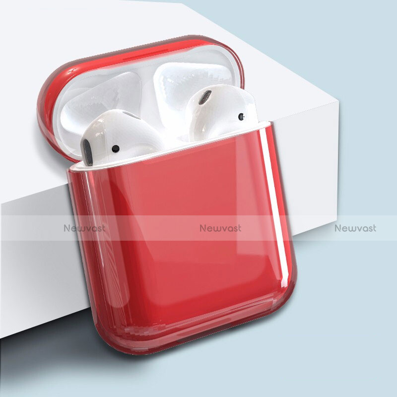 Hard Rigid Plastic Matte Finish Case Back Cover for Apple Airpods Charging Box Red