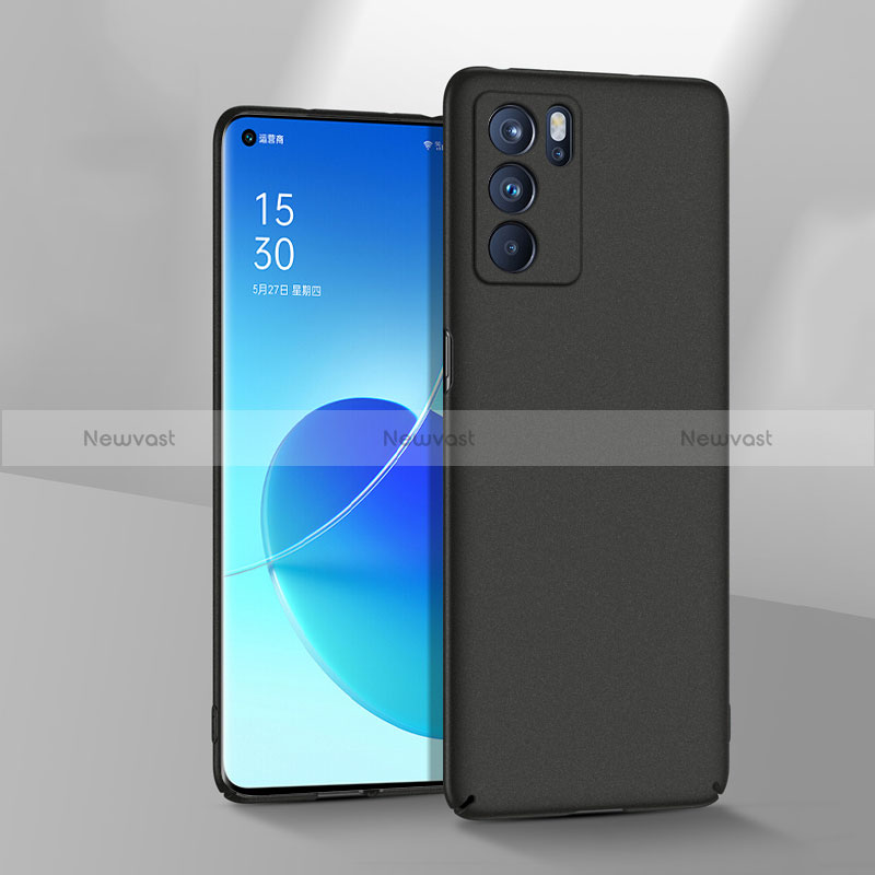 Hard Rigid Plastic Matte Finish Case Back Cover for Oppo Reno6 Pro 5G India Black