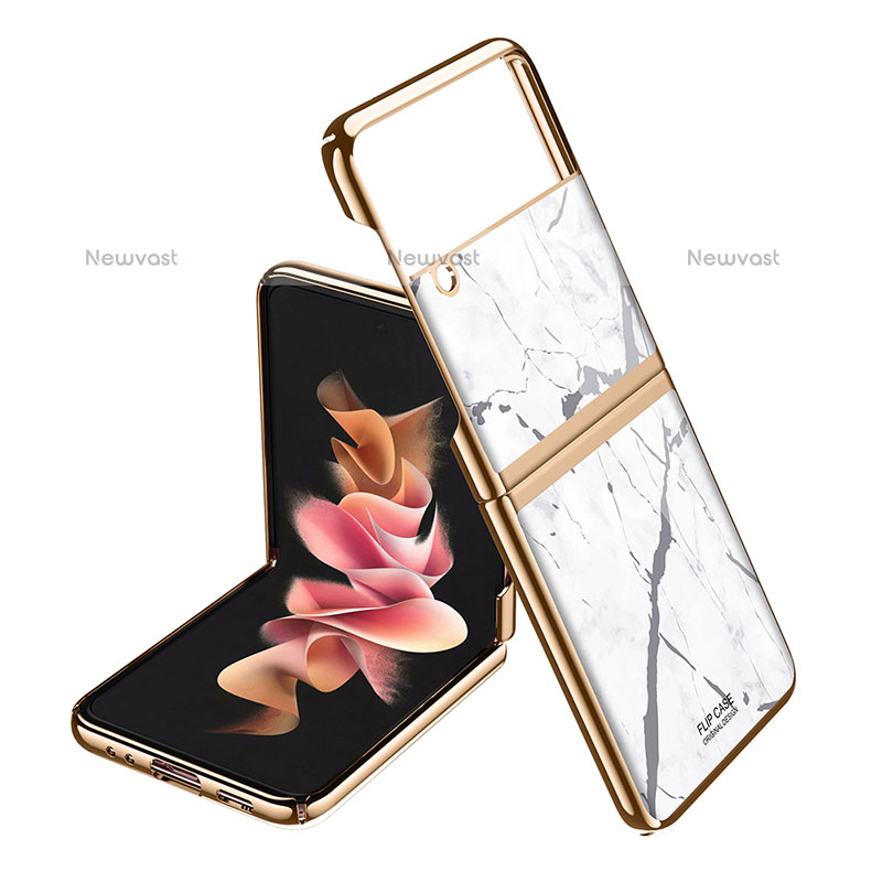 Hard Rigid Plastic Matte Finish Case Back Cover for Samsung Galaxy Z Flip3 5G Gold