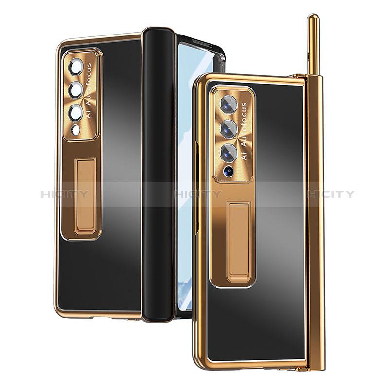 Hard Rigid Plastic Matte Finish Case Back Cover H05 for Samsung Galaxy Z Fold4 5G Gold and Black