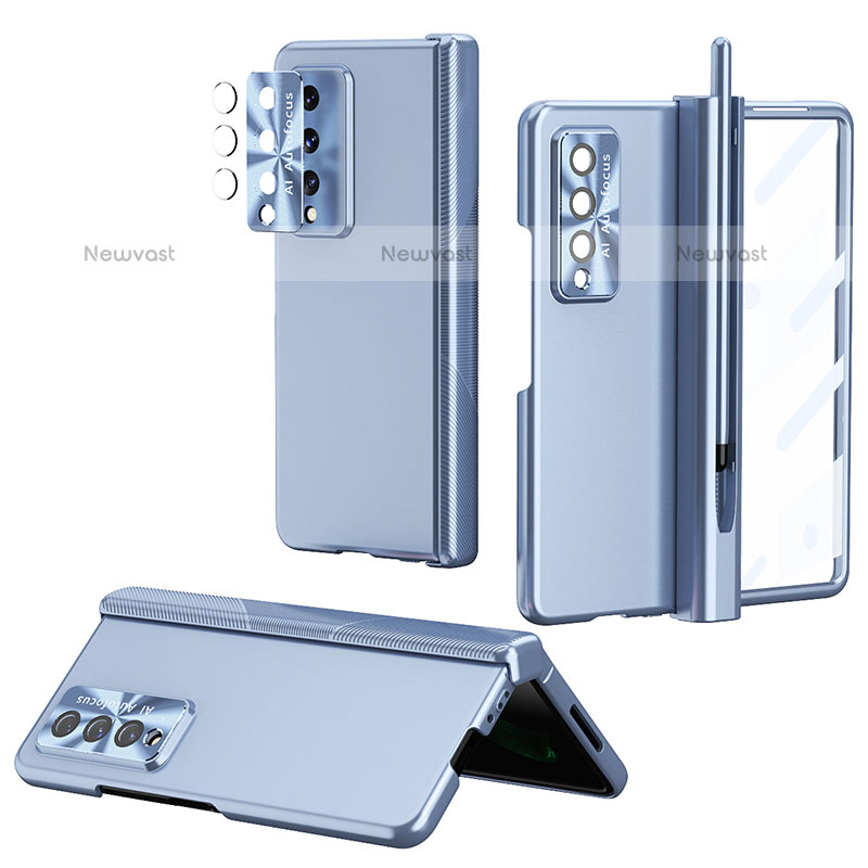 Hard Rigid Plastic Matte Finish Case Back Cover H08 for Samsung Galaxy Z Fold3 5G Blue