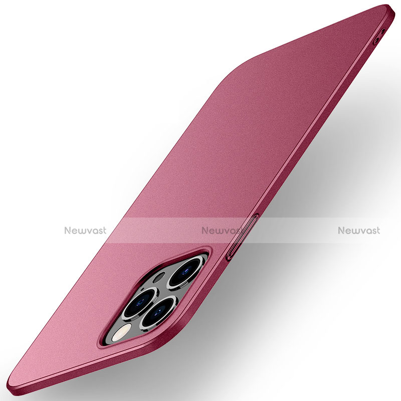 Hard Rigid Plastic Matte Finish Case Back Cover M01 for Apple iPhone 12 Pro Max Red Wine