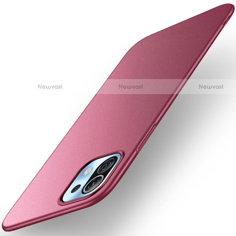 Hard Rigid Plastic Matte Finish Case Back Cover M01 for Xiaomi Mi 11 Lite 4G Red Wine