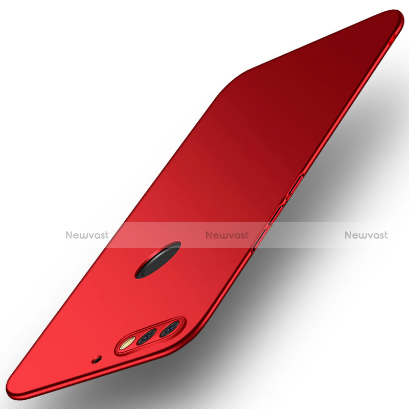 Hard Rigid Plastic Matte Finish Case Back Cover M02 for Huawei Y7 (2018) Red