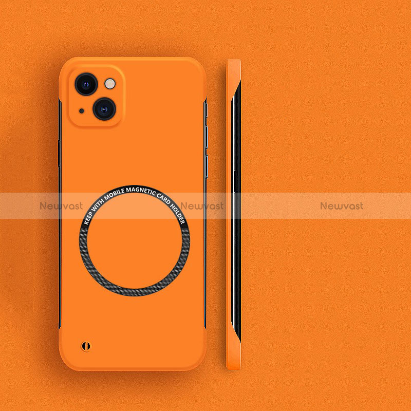 Hard Rigid Plastic Matte Finish Case Back Cover with Mag-Safe Magnetic for Apple iPhone 14 Orange