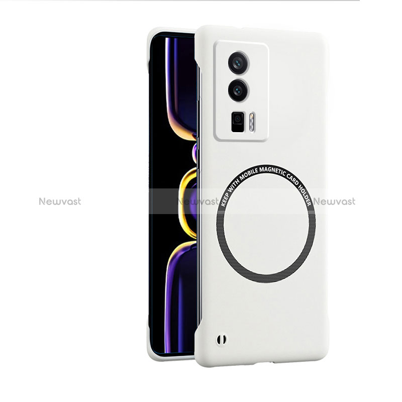 Hard Rigid Plastic Matte Finish Case Back Cover with Mag-Safe Magnetic for Xiaomi Poco F5 Pro 5G White