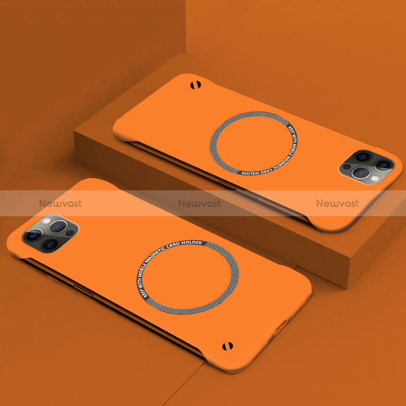 Hard Rigid Plastic Matte Finish Case Back Cover with Mag-Safe Magnetic P01 for Apple iPhone 14 Orange