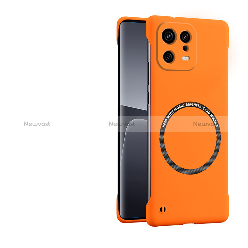 Hard Rigid Plastic Matte Finish Case Back Cover with Mag-Safe Magnetic P01 for Xiaomi Mi 13 5G Orange