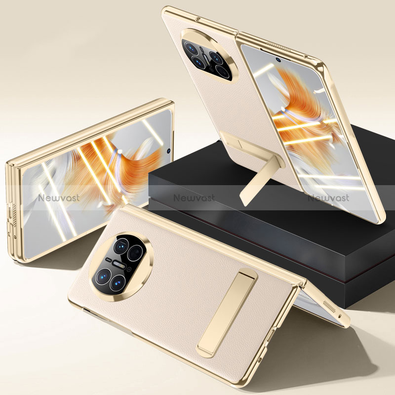 Hard Rigid Plastic Matte Finish Case Back Cover with Stand QK2 for Huawei Mate X3 Gold