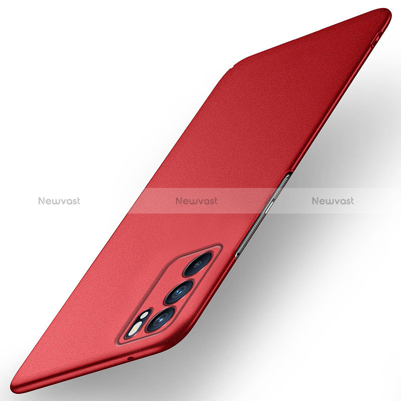 Hard Rigid Plastic Matte Finish Case Back Cover YK1 for Oppo Reno6 Pro 5G India Red